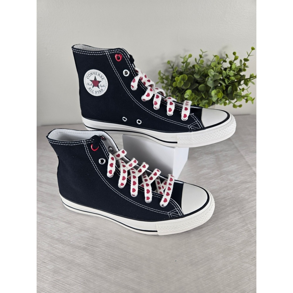 Converse Chuck Taylor All Star Hi Black Heart Lace Sneakers A19064F Womens 7.5
